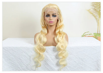 613 Honey Blonde Body Wave Human Hair Wig 360 Lace Frontal