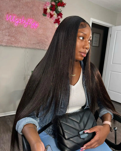 40 Inch Bone Straight Human Hair Wig Brazilian Lace Front Wig