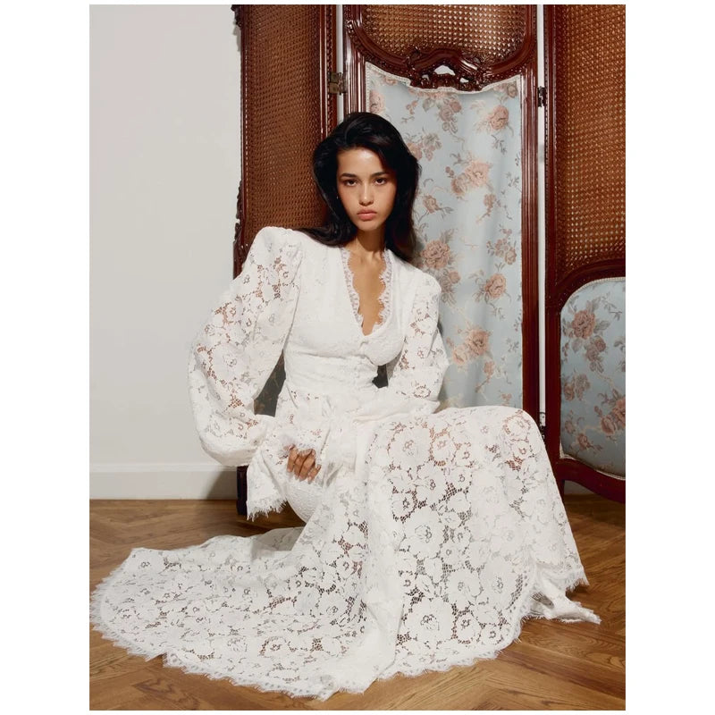 Women White Lace Trim Corset Mini Dress