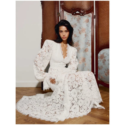Women White Lace Trim Corset Mini Dress