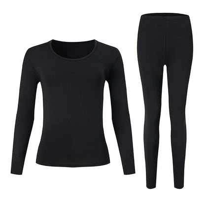 Women's Solid Color Round Neck Warm Suit
