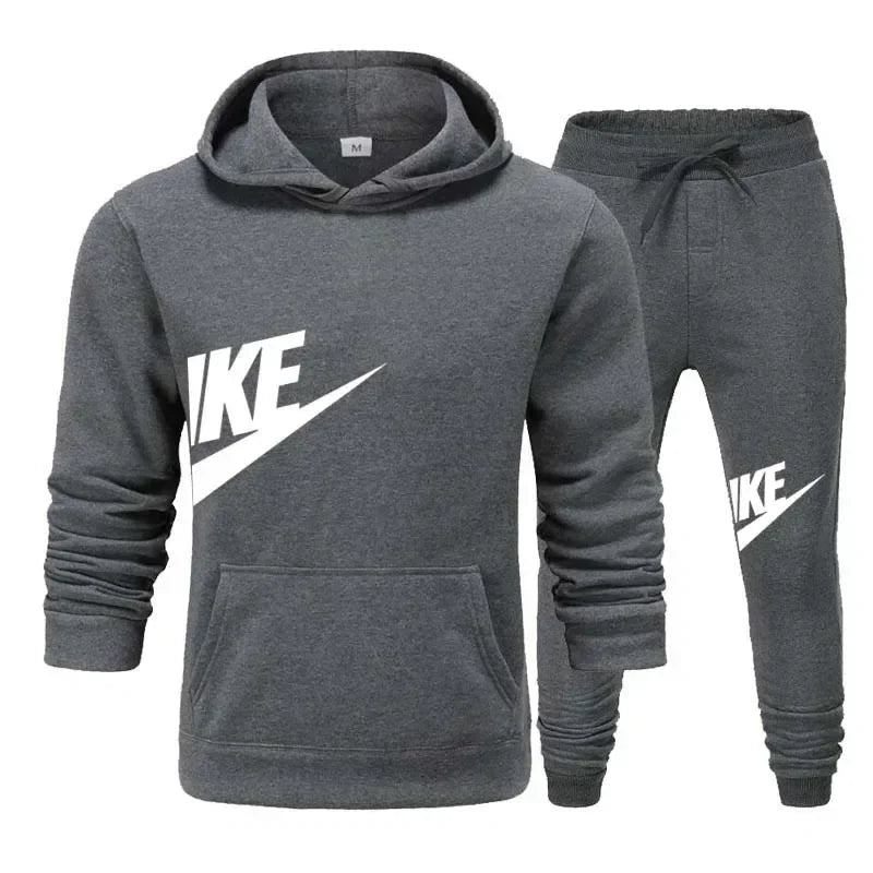 Men's Casual Fitness Printed Hooded Pullover and Pants