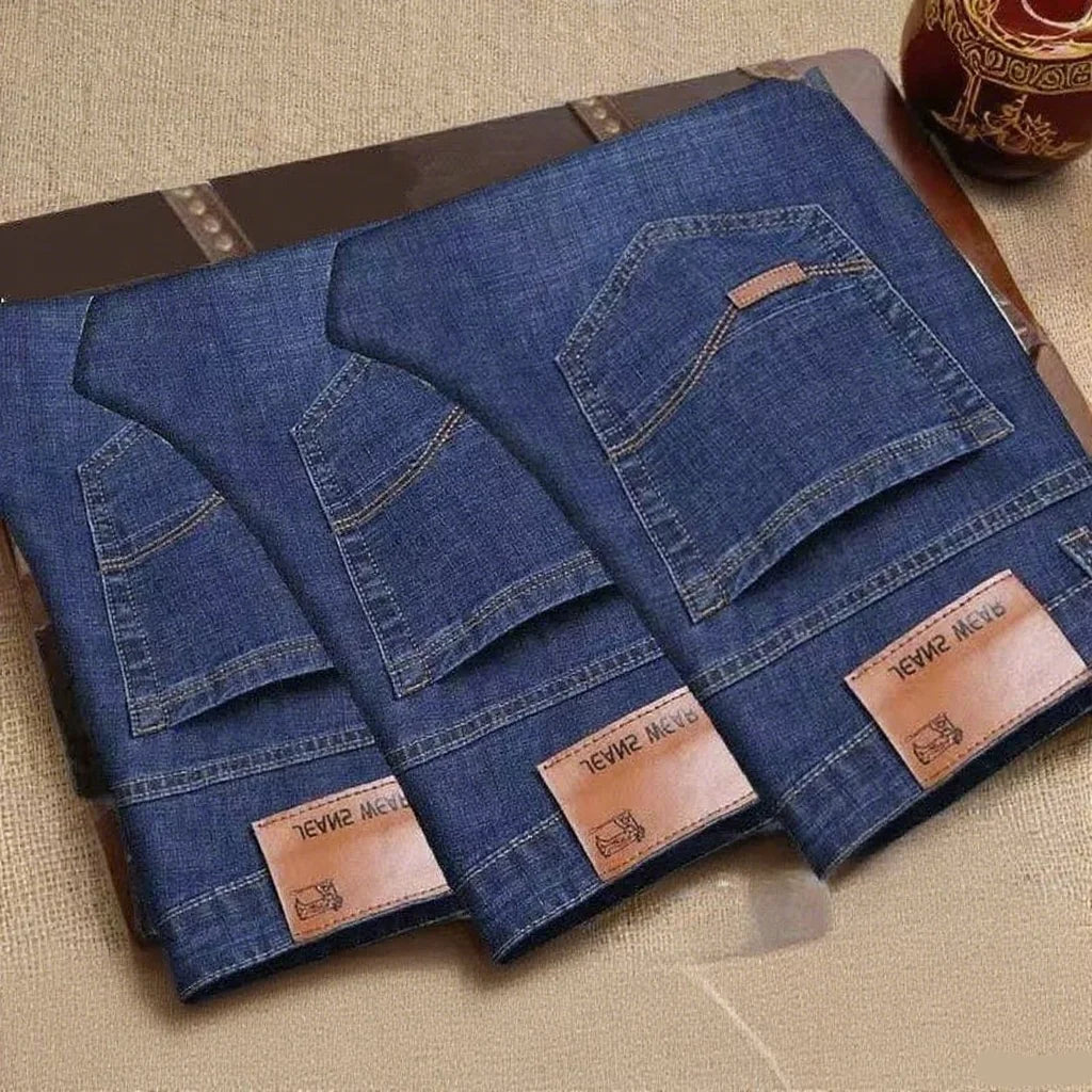 Men's Casual Straight Stretch Denim Jeans Blue Black
