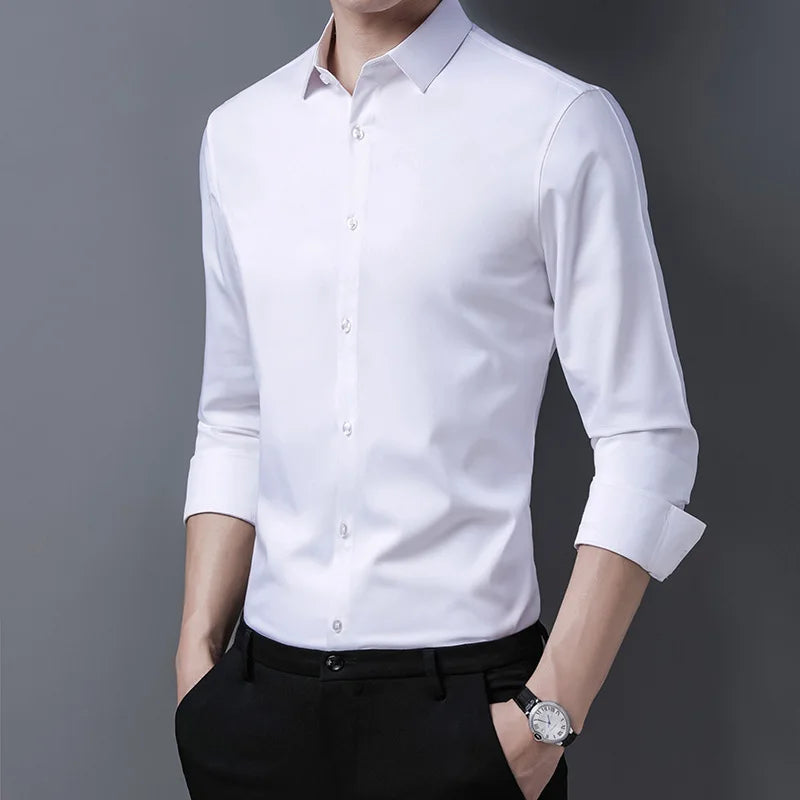 Men's Casual Long Sleeved Shirt in Solid Color