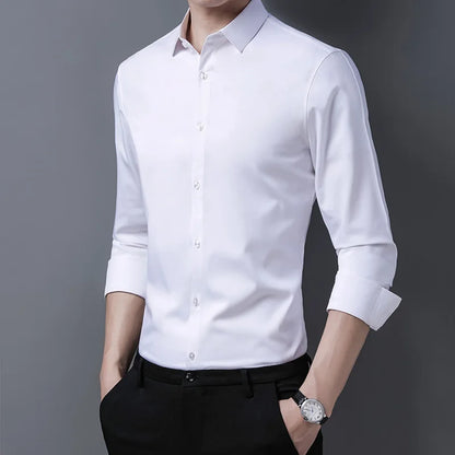 Men's Casual Long Sleeved Shirt in Solid Color