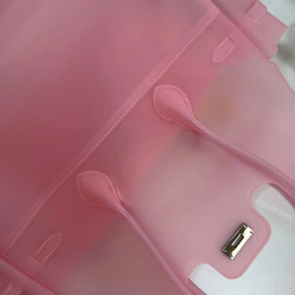 Women Jelly Bag TPU Transparent Tote Shoulder Bag Pink