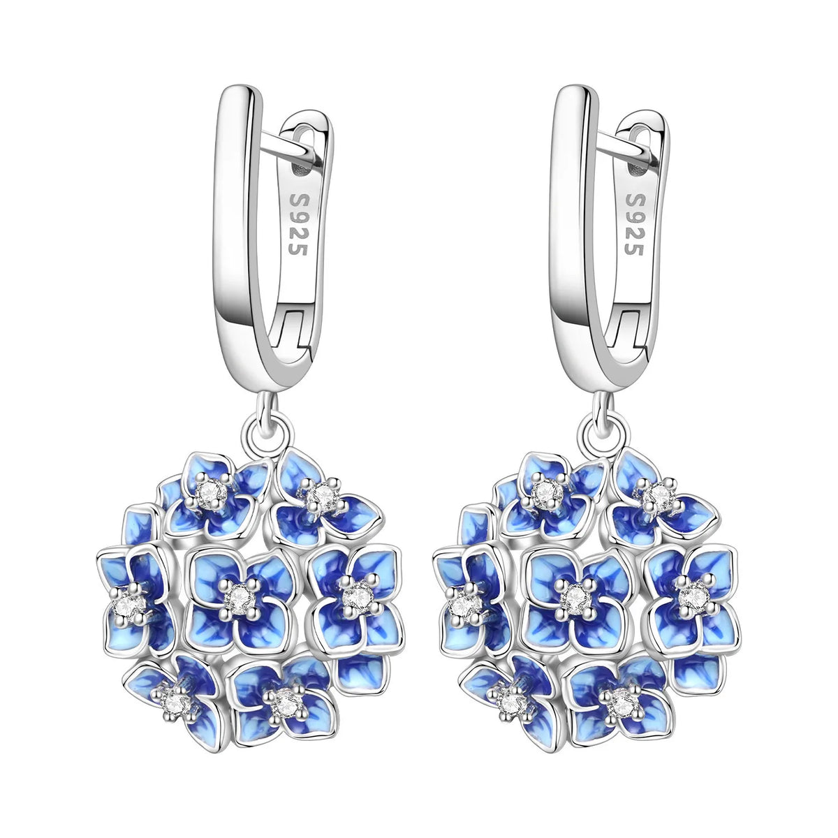S925 Sterling Silver Iris Flower Hoop Earrings for Women