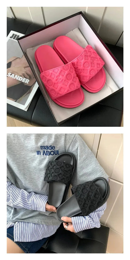 Ladies Canvas Flat Slippers Summer Sandals for Women