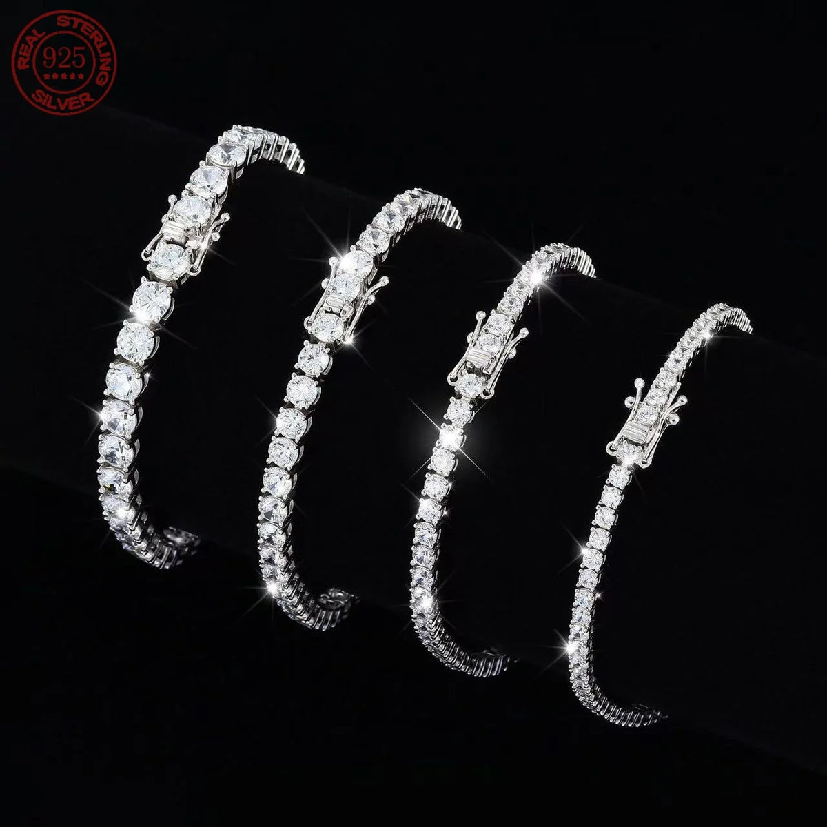 Moissanite Tennis Bracelet 925 Sterling Silver Gold Plated