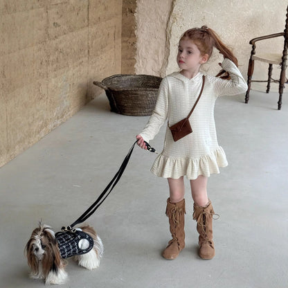 Hooded Knitted Lace Dress for Girls