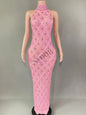 Sparkly Rhinestones Sleeveless Evening Dress for Women