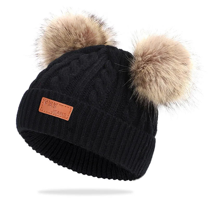 Cute Wool Pompom Baby Hat for Kids