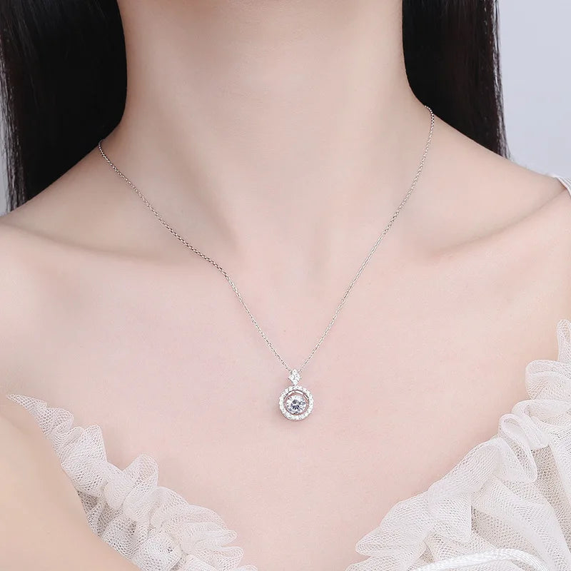 Moissanite Pendant Necklace for Women in Sterling Silver