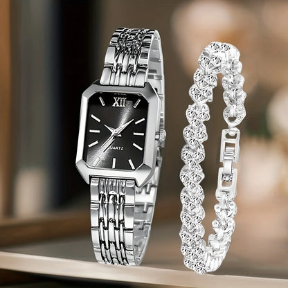 Fashion Rectangle Women Quartz Watch Bracelet Set