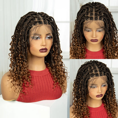 Knotless Box Braided Wigs with Curly Ends 16 Inches Synthetic