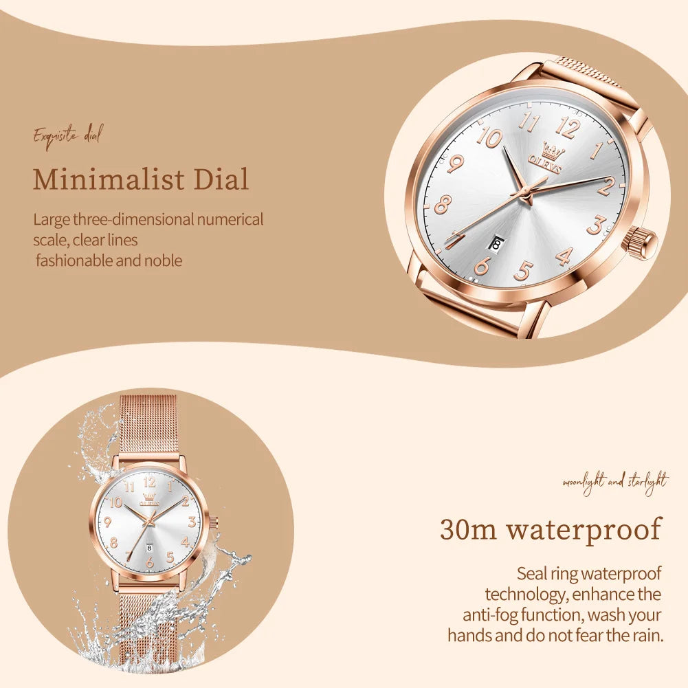 OLEVS 5653 Women's Rose Gold Quartz Watch