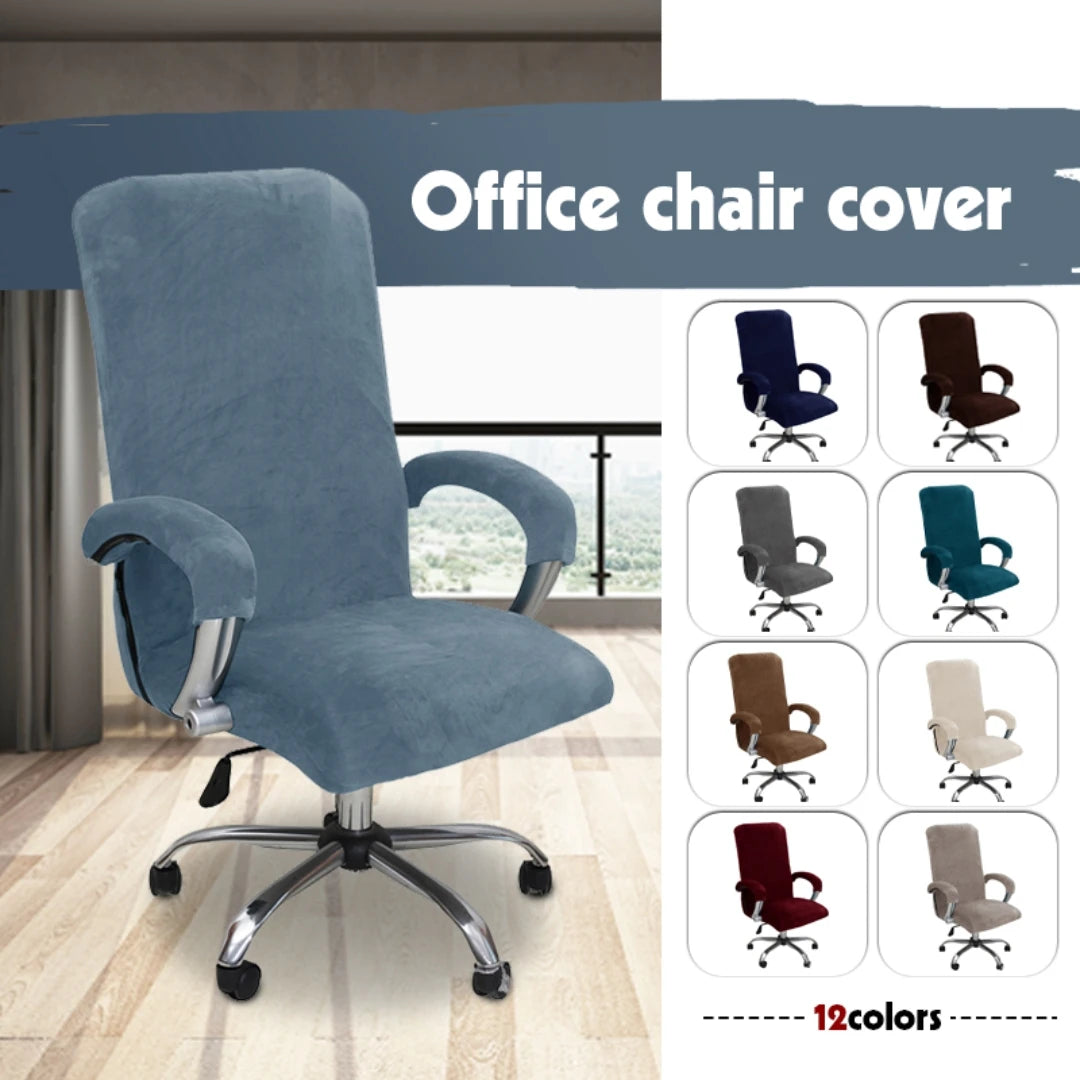 Velvet Plush Stretch Office Chair Cover Set