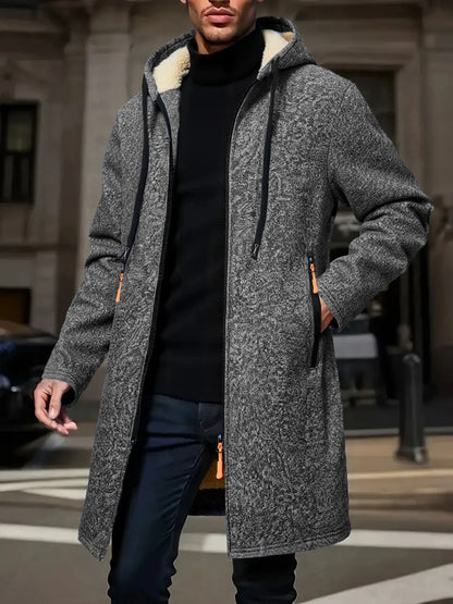 Men's Fleece Hooded Windbreaker Jacket
