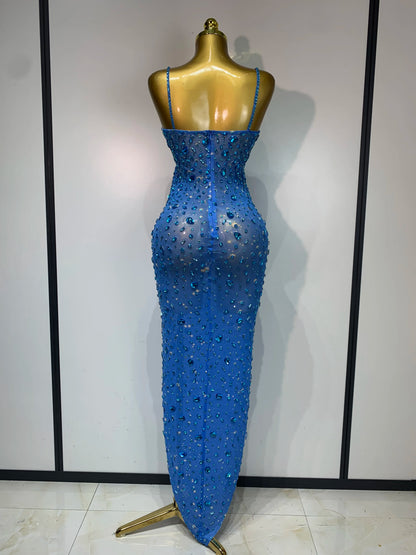 Luxury Rhinestone Mesh Bodycon Dress for Women