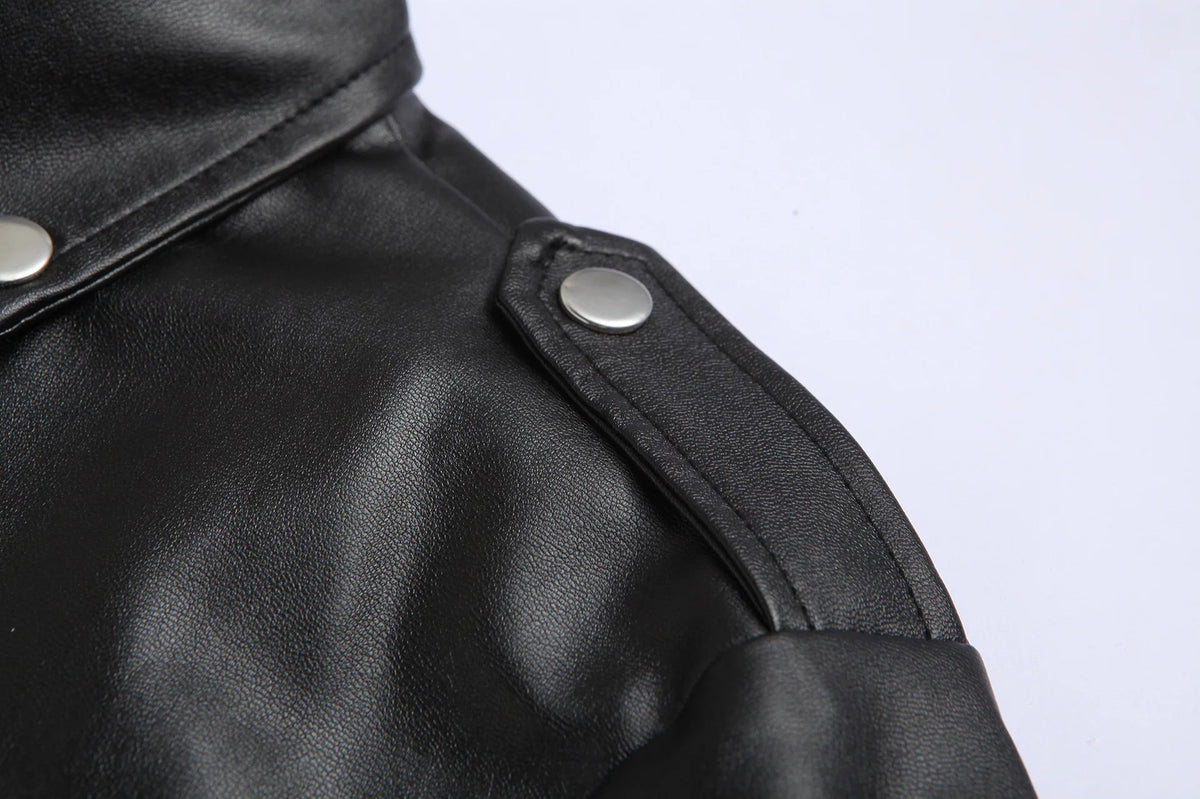 Men's Slim Fit PU Leather Motorcycle Jacket