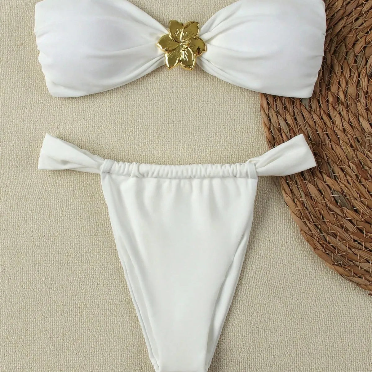 Bandeau Push-Up Bikini Set with Brazilian Thong