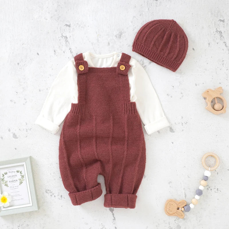 Sleeveless Knitted Baby Romper Set for Newborns