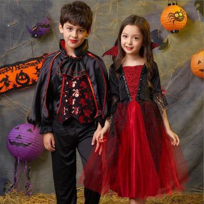 Halloween Vampire Dress for Kids in Scarlet Gothic Style