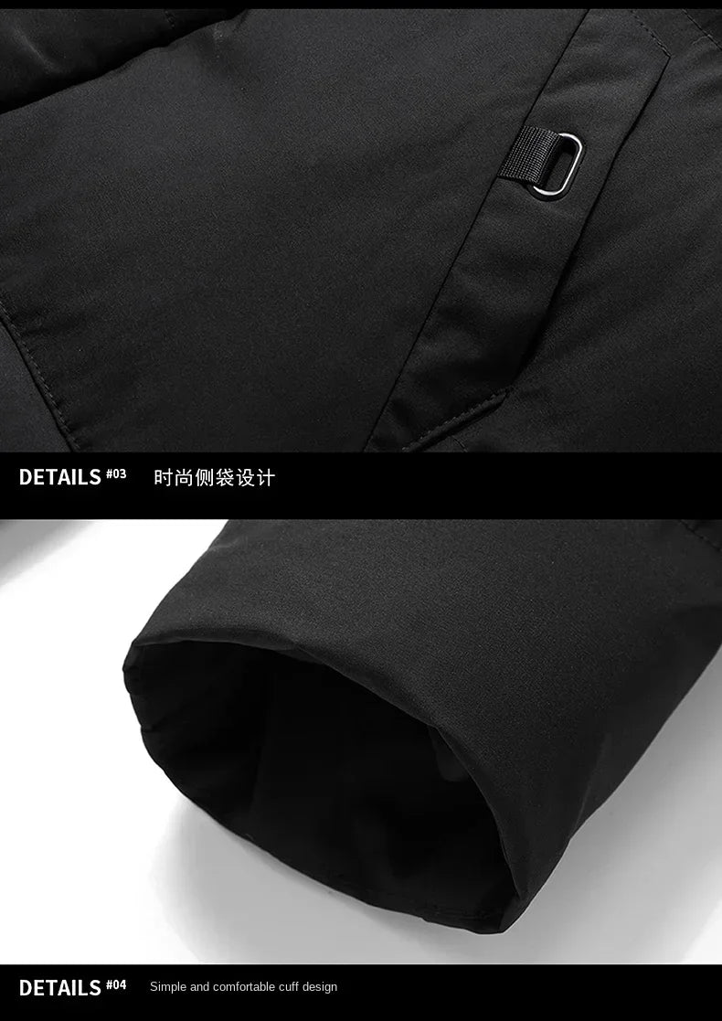 Long Cotton-padded Coat for Men in Solid Color