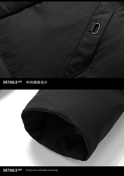Long Cotton-padded Coat for Men in Solid Color