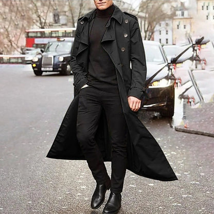 Men's Long Sleeve Extra Long Trench Coat