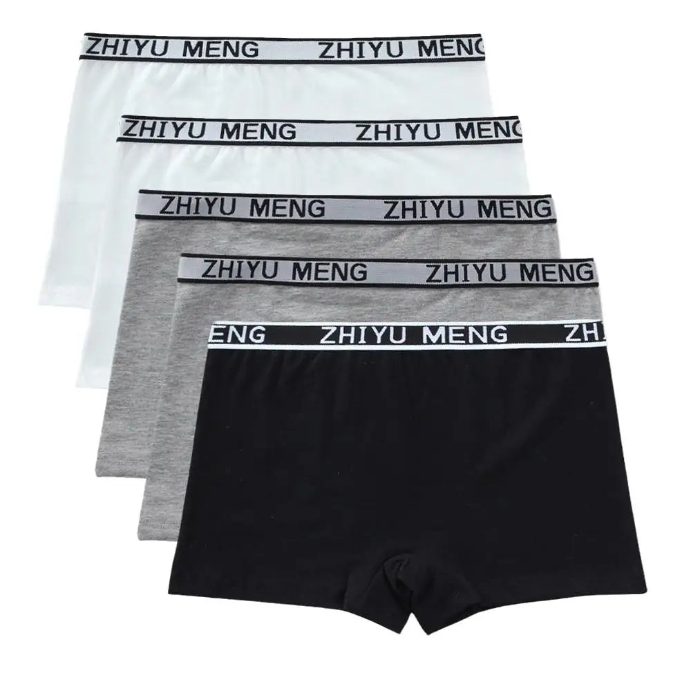 Teenage Girls Cotton Panties Solid Color Mid Waist Briefs