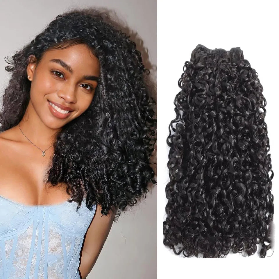 Brazilian Curly Human Hair Bundles Natural Color