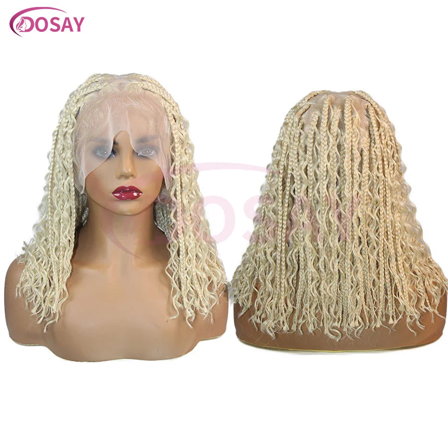 Short Bohemian Curly Braided Lace Front Wig 12 Inch