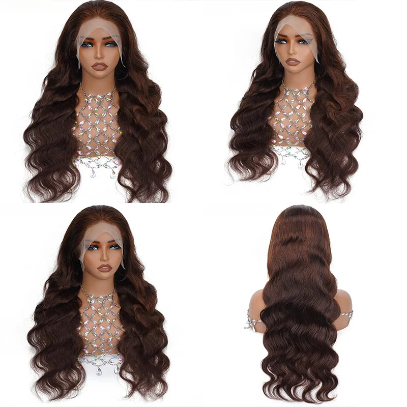 Body Wave Chocolate Brown Lace Front Wig Human Hair
