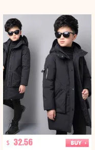 Children's Hooded Parka Down Jacket with Dinosaur Design