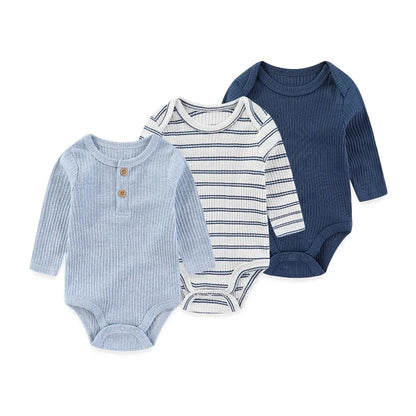 Kiddiezoom 3 Pcs Cotton Long Sleeve Baby Bodysuit