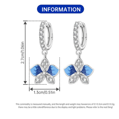 S925 Sterling Silver Iris Flower Hoop Earrings for Women