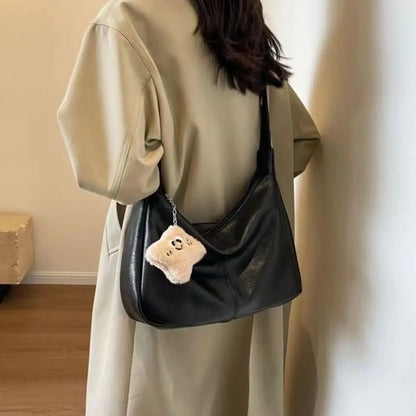 Trendy PU Leather Slouchy Shoulder Bag for Women