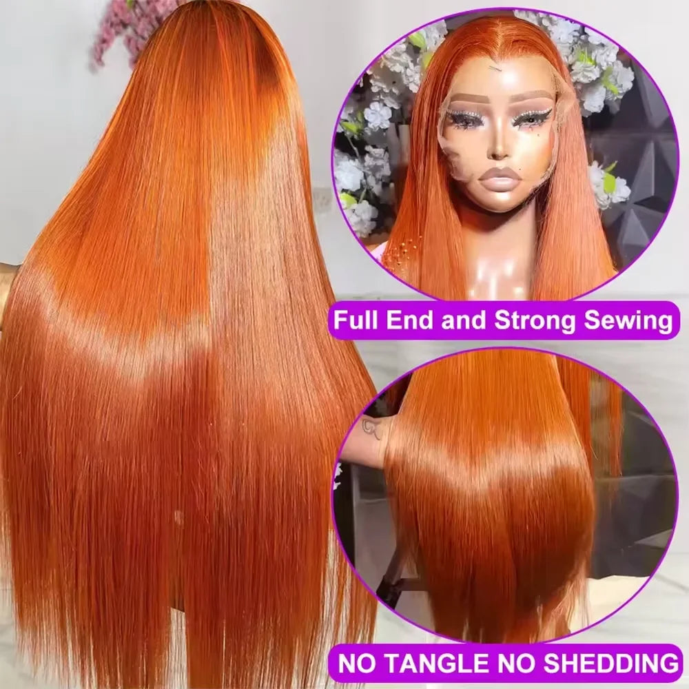 Brazilian Straight Ginger Orange Lace Front Human Hair Wig
