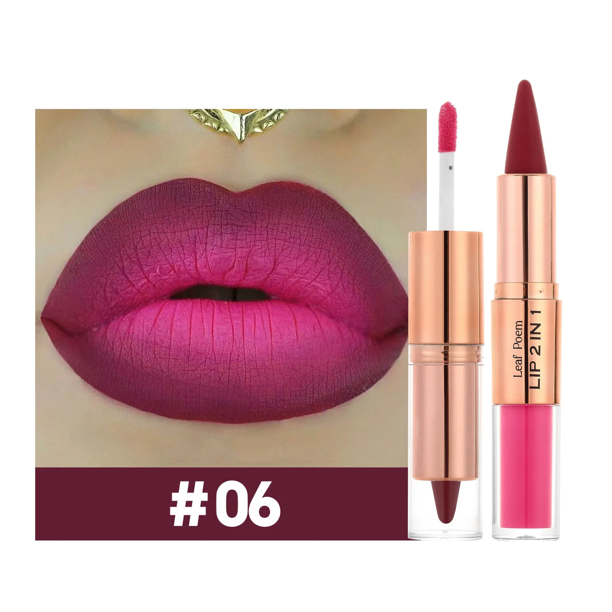 Waterproof Matte Black Lipstick and Lipgloss Duo