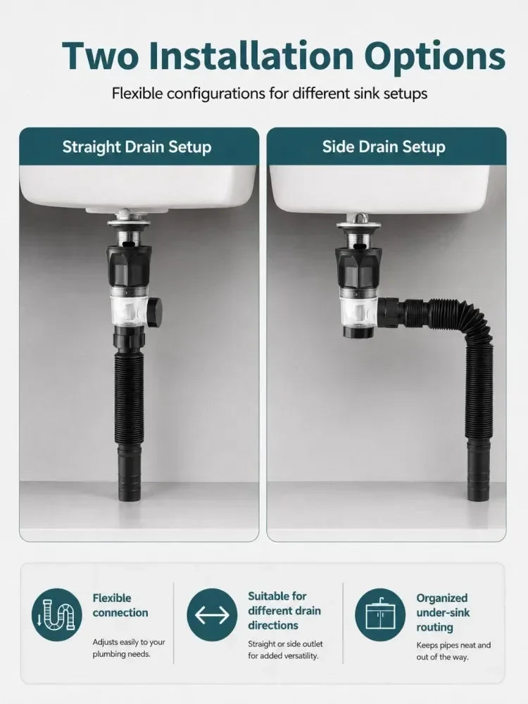 Kitchen Sink Drain Kit ABS and Stainless Steel