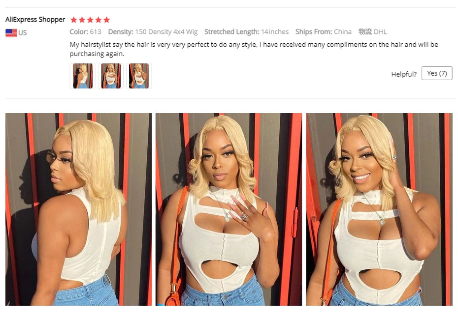 613 Blonde Bob Human Hair Lace Frontal Wig
