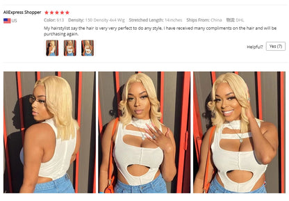 613 Blonde Bob Human Hair Lace Frontal Wig