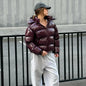Solid Glossy Zipper Hooded Coat Women's Cotton Jacket