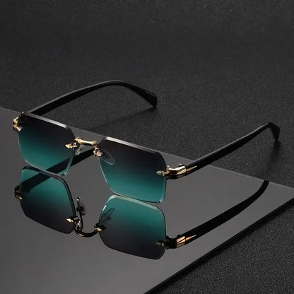 Rimless Rectangle Sunglasses for Unisex with UV400 Protection