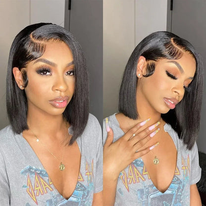 4x4 Lace Front Short Bob Wig Human Hair Straight