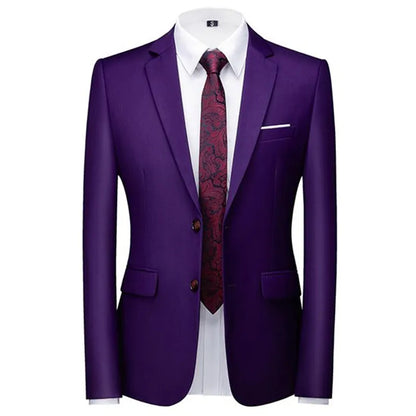 Men's Solid Color Formal Suit Jacket Slim Fit Blazer