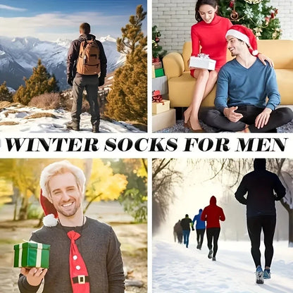 Men's Thick Warm Mid-Calf Socks, 3 Pairs Polyester