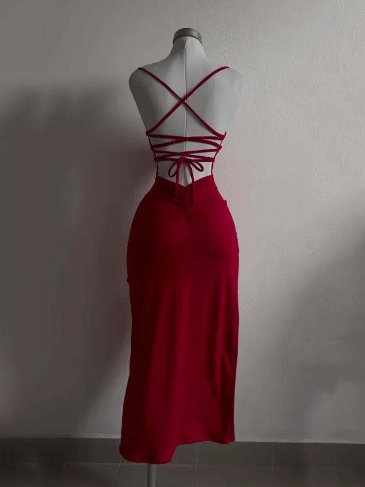 Summer Halter Strap Sheath Dress in Polyester