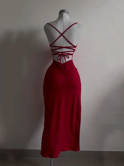 Summer Halter Strap Sheath Dress in Polyester